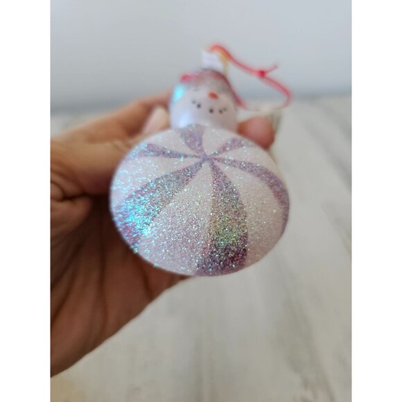 Living quarter snowman peppermint glitter ornament Xmas tree sparkle ornament - Picture 8 of 10